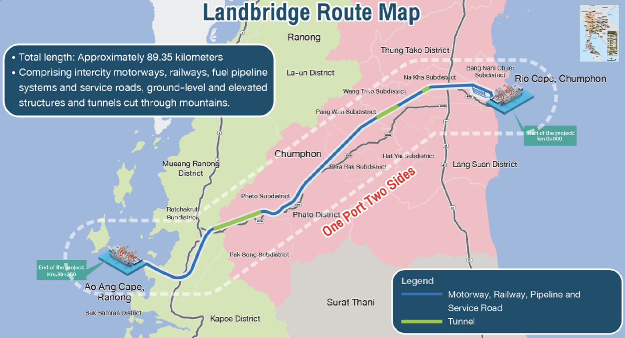 Thailand's proposed Land Bridge across its southern peninsula
